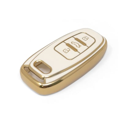New-Aftermarket-Nano-High-Quality-Gold-Leather-Cover-For-Audi-Remote-Key-3-Buttons-White-Color-Audi-A13J---Emirates-Keys