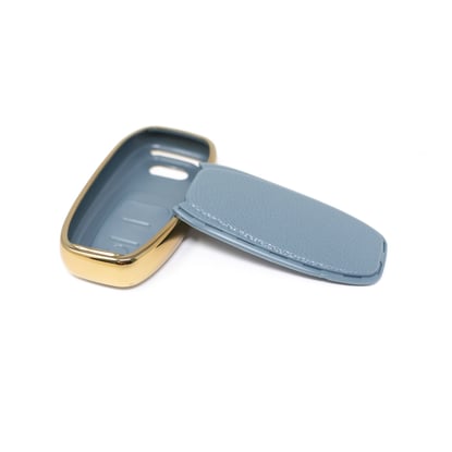 New-Aftermarket-Nano-High-Quality-Gold-Leather-Cover-For-Audi-Remote-Key-3-Buttons-Gray-Color-Audi-A13J---Emirates-Keys