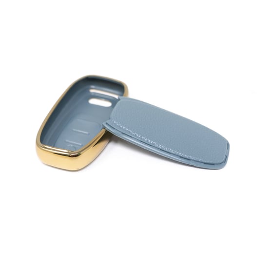 New-Aftermarket-Nano-High-Quality-Gold-Leather-Cover-For-Audi-Remote-Key-3-Buttons-Gray-Color-Audi-A13J---Emirates-Keys