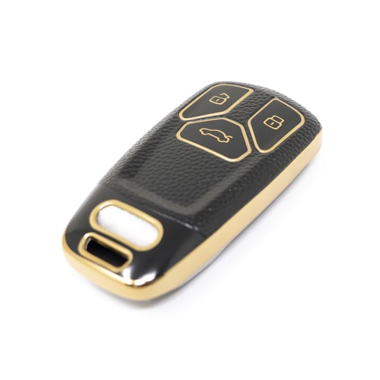 New-Aftermarket-Nano-High-Quality-Gold-Leather-Cover-For-Audi-Remote-Key-3-Buttons-Black-Color-Audi-B13J---Emirates-Keys
