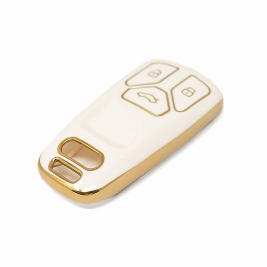 New-Aftermarket-Nano-High-Quality-Gold-Leather-Cover-For-Audi-Remote-Key-3-Buttons-White-Color-Audi-B13J---Emirates-Keys