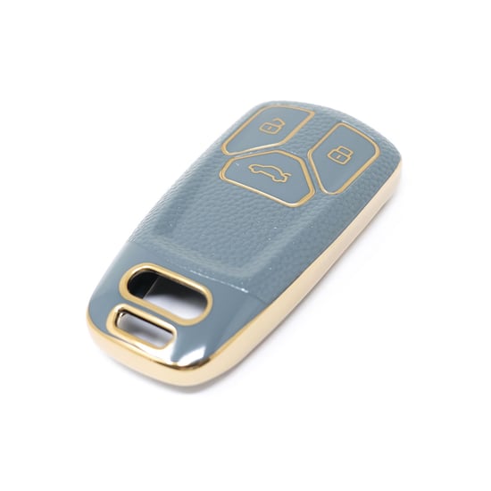 New-Aftermarket-Nano-High-Quality-Gold-Leather-Cover-For-Audi-Remote-Key-3-Buttons-Gray-Color-Audi-B13J---Emirates-Keys