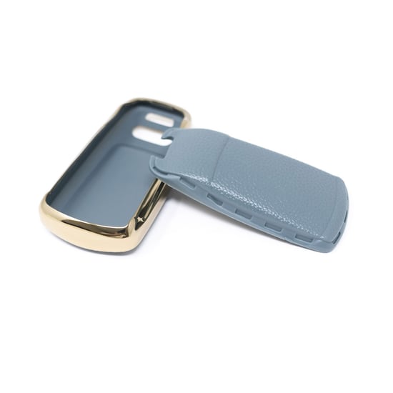 New-Aftermarket-Nano-High-Quality-Gold-Leather-Cover-For-Audi-Remote-Key-3-Buttons-Gray-Color-Audi-B13J---Emirates-Keys