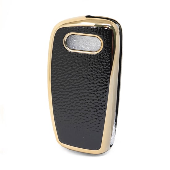 New-Aftermarket-Nano-High-Quality-Gold-Leather-Cover-For-Audi-Flip-Remote-Key-3-Buttons-Black-Color-Audi-C13J---Emirates-Keys
