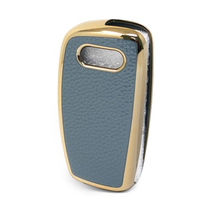 New-Aftermarket-Nano-High-Quality-Gold-Leather-Cover-For-Audi-Flip-Remote-Key-3-Buttons-Gray-Color-Audi-C13J---Emirates-Keys