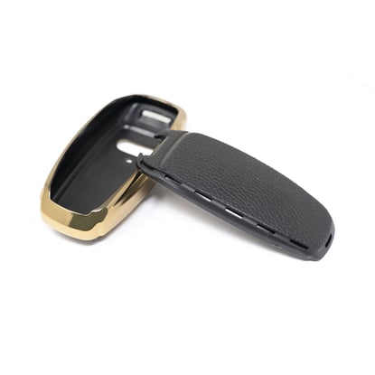 New-Aftermarket-Nano-High-Quality-Gold-Leather-Cover-For-Audi-Remote-Key-3-Buttons-Black-Color-Audi-D13J---Emirates-Keys