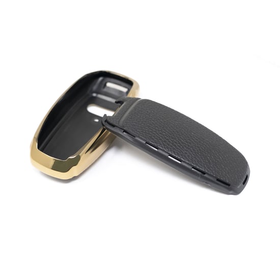 New-Aftermarket-Nano-High-Quality-Gold-Leather-Cover-For-Audi-Remote-Key-3-Buttons-Black-Color-Audi-D13J---Emirates-Keys