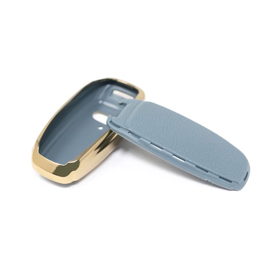 New-Aftermarket-Nano-High-Quality-Gold-Leather-Cover-For-Audi-Remote-Key-3-Buttons-Gray-Color-Audi-D13J---Emirates-Keys