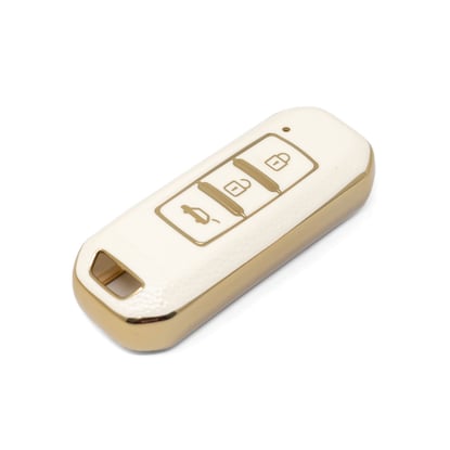 New-Aftermarket-Nano-High-Quality-Gold-Leather-Cover-For-Baojun-Remote-Key-3-Buttons-White-Color-BJ-A13J---Emirates-Keys