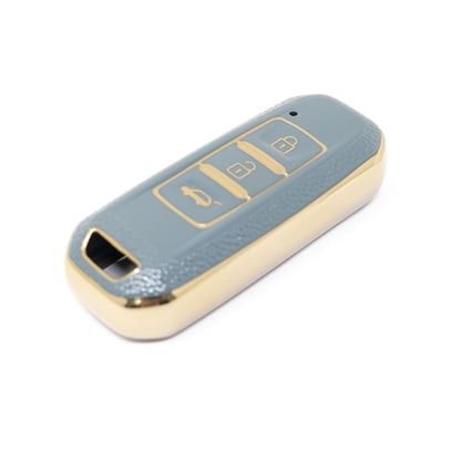 New-Aftermarket-Nano-High-Quality-Gold-Leather-Cover-For-Baojun-Remote-Key-3-Buttons-Gray-Color-BJ-A13J---Emirates-Keys
