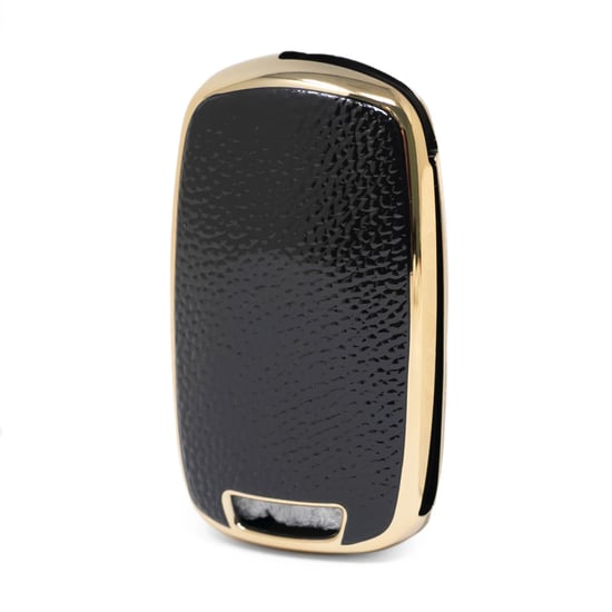New-Aftermarket-Nano-High-Quality-Gold-Leather-Cover-For-Baojun-Flip-Remote-Key-3-Buttons-Black-Color-BJ-B13J---Emirates-Keys