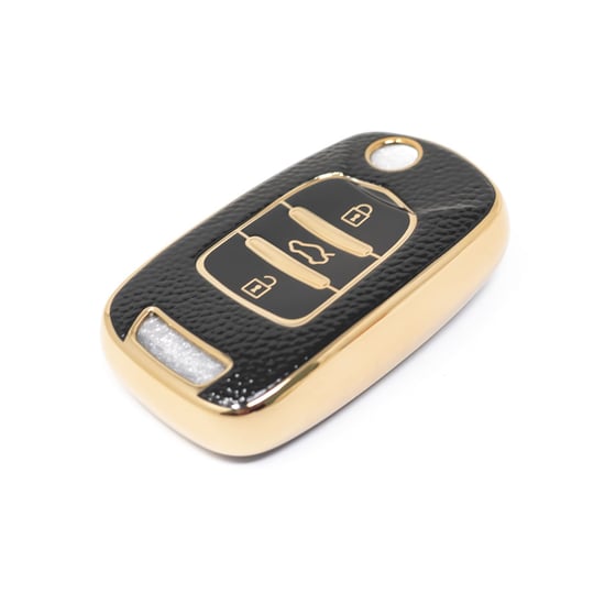 New-Aftermarket-Nano-High-Quality-Gold-Leather-Cover-For-Baojun-Flip-Remote-Key-3-Buttons-Black-Color-BJ-B13J---Emirates-Keys