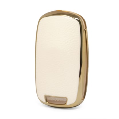 New-Aftermarket-Nano-High-Quality-Gold-Leather-Cover-For-Baojun-Flip-Remote-Key-3-Buttons-White-Color-BJ-B13J---Emirates-Keys