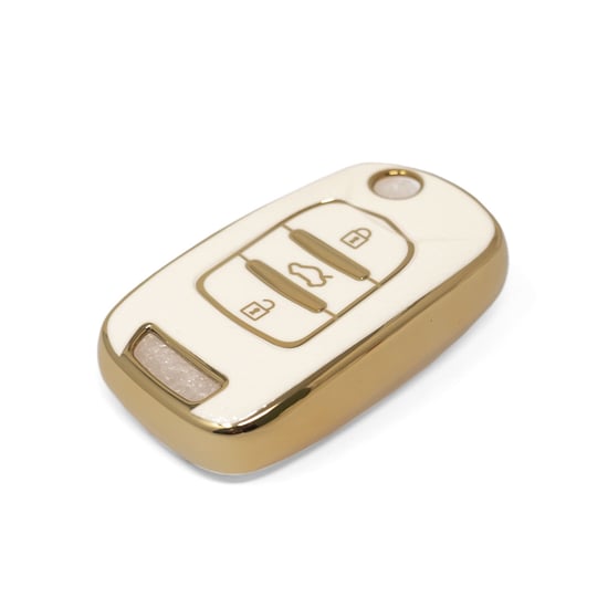 New-Aftermarket-Nano-High-Quality-Gold-Leather-Cover-For-Baojun-Flip-Remote-Key-3-Buttons-White-Color-BJ-B13J---Emirates-Keys