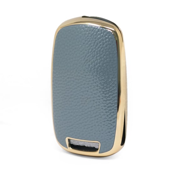 New-Aftermarket-Nano-High-Quality-Gold-Leather-Cover-For-Baojun-Flip-Remote-Key-3-Buttons-Gray-Color-BJ-B13J---Emirates-Keys