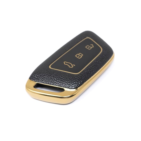 New-Aftermarket-Nano-High-Quality-Gold-Leather-Cover-For-Baojun-Remote-Key-3-Buttons-Black-Color-BJ-C13J---Emirates-Keys
