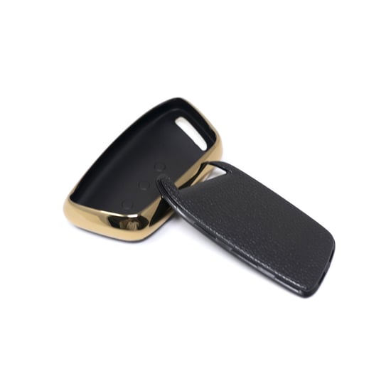 New-Aftermarket-Nano-High-Quality-Gold-Leather-Cover-For-Baojun-Remote-Key-3-Buttons-Black-Color-BJ-C13J---Emirates-Keys