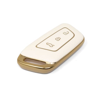 New-Aftermarket-Nano-High-Quality-Gold-Leather-Cover-For-Baojun-Remote-Key-3-Buttons-White-Color-BJ-C13J---Emirates-Keys