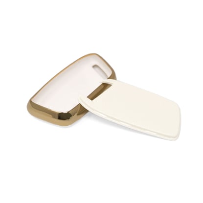 New-Aftermarket-Nano-High-Quality-Gold-Leather-Cover-For-Baojun-Remote-Key-3-Buttons-White-Color-BJ-C13J---Emirates-Keys