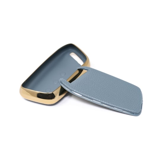 New-Aftermarket-Nano-High-Quality-Gold-Leather-Cover-For-Baojun-Remote-Key-3-Buttons-Gray-Color-BJ-C13J---Emirates-Keys
