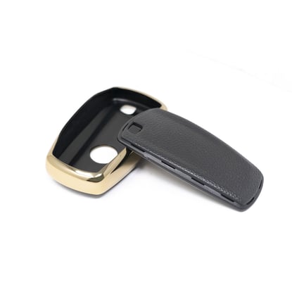 New-Aftermarket-Nano-High-Quality-Gold-Leather-Cover-For-BMW-Remote-Key-4-Buttons-Black-Color-BMW-A13J4A---Emirates-Keys