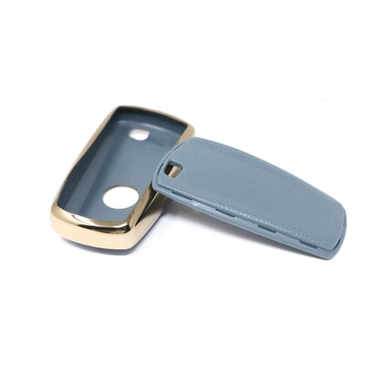 New-Aftermarket-Nano-High-Quality-Gold-Leather-Cover-For-BMW-Remote-Key-4-Buttons-Gray-Color-BMW-A13J4A---Emirates-Keys