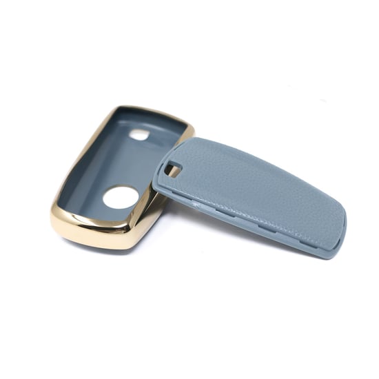 New-Aftermarket-Nano-High-Quality-Gold-Leather-Cover-For-BMW-Remote-Key-4-Buttons-Gray-Color-BMW-A13J4A---Emirates-Keys