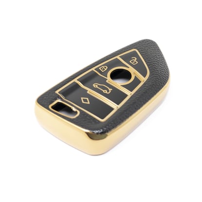 New-Aftermarket-Nano-High-Quality-Gold-Leather-Cover-For-BMW-Remote-Key-4-Buttons-Black-Color-BMW-B13J---Emirates-Keys