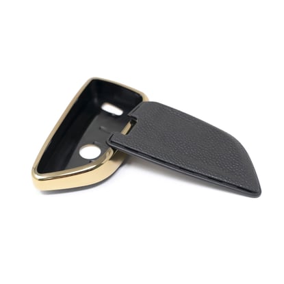 New-Aftermarket-Nano-High-Quality-Gold-Leather-Cover-For-BMW-Remote-Key-4-Buttons-Black-Color-BMW-B13J---Emirates-Keys