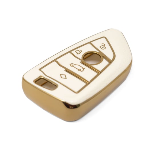 New-Aftermarket-Nano-High-Quality-Gold-Leather-Cover-For-BMW-Remote-Key-4-Buttons-White-Color-BMW-B13J---Emirates-Keys