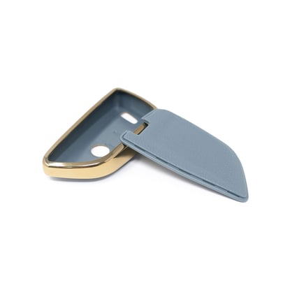 New-Aftermarket-Nano-High-Quality-Gold-Leather-Cover-For-BMW-Remote-Key-4-Buttons-Gray-Color-BMW-B13J---Emirates-Keys