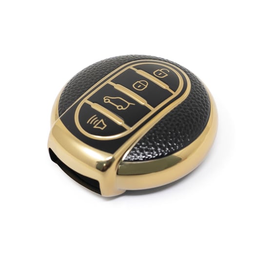 New-Aftermarket-Nano-High-Quality-Gold-Leather-Cover-For-Mini-Cooper-Remote-Key-4-Buttons-Black-Color-BMW-C13J4---Emirates-Keys