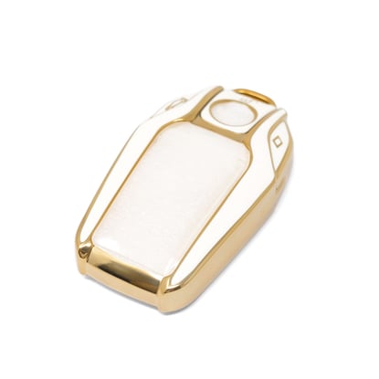 New-Aftermarket-Nano-High-Quality-Gold-Leather-Cover-For-BMW-Remote-Key-3-Buttons-White-Color-BMW-D13J---Emirates-Keys