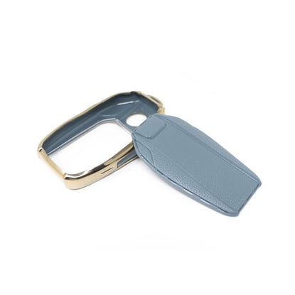 New-Aftermarket-Nano-High-Quality-Gold-Leather-Cover-For-BMW-Remote-Key-3-Buttons-Gray-Color-BMW-D13J---Emirates-Keys