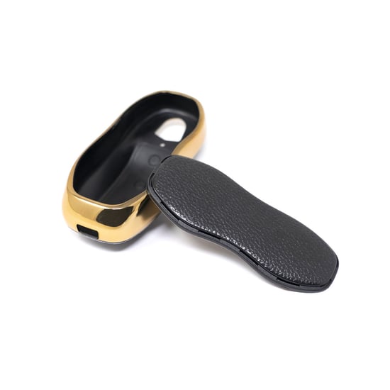 New-Aftermarket-Nano-High-Quality-Gold-Leather-Cover-For-Porsche-Remote-Key-3-Buttons-Black-Color-PSC-A13J---Emirates-Keys
