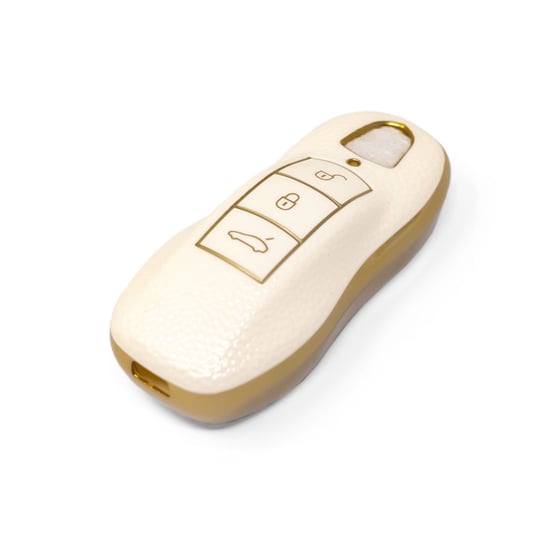 New-Aftermarket-Nano-High-Quality-Gold-Leather-Cover-For-Porsche-Remote-Key-3-Buttons-White-Color-PSC-A13J---Emirates-Keys