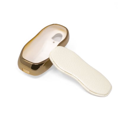 New-Aftermarket-Nano-High-Quality-Gold-Leather-Cover-For-Porsche-Remote-Key-3-Buttons-White-Color-PSC-A13J---Emirates-Keys
