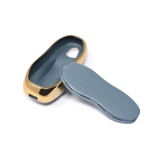 New-Aftermarket-Nano-High-Quality-Gold-Leather-Cover-For-Porsche-Remote-Key-3-Buttons-Gray-Color-PSC-A13J---Emirates-Keys