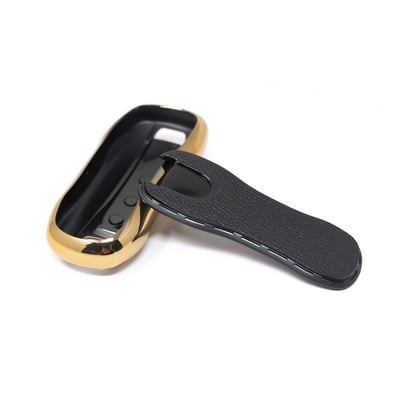 New-Aftermarket-Nano-High-Quality-Gold-Leather-Cover-For-Porsche-Remote-Key-3-Buttons-Black-Color-PSC-B13J---Emirates-Keys