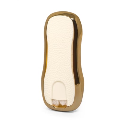 New-Aftermarket-Nano-High-Quality-Gold-Leather-Cover-For-Porsche-Remote-Key-3-Buttons-White-Color-PSC-B13J---Emirates-Keys