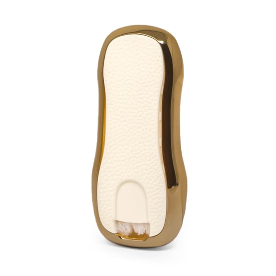 New-Aftermarket-Nano-High-Quality-Gold-Leather-Cover-For-Porsche-Remote-Key-3-Buttons-White-Color-PSC-B13J---Emirates-Keys