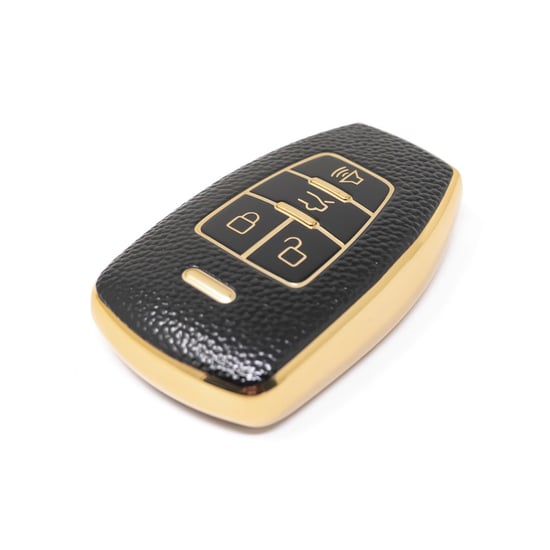 New-Aftermarket-Nano-High-Quality-Gold-Leather-Cover-For-BAIC-Remote-Key-4-Buttons-Black-Color-BQ-A13J---Emirates-Keys