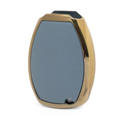 New-Aftermarket-Nano-High-Quality-Gold-Leather-Cover-For-Mercedes-Benz-Remote-Key-3-Buttons-Gray-Color-Benz-A13J---Emirates-Keys