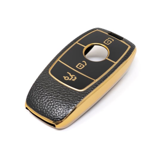 New-Aftermarket-Nano-High-Quality-Gold-Leather-Cover-For-Mercedes-Benz-Remote-Key-3-Buttons-Black-Color-Benz-B13J---Emirates-Keys