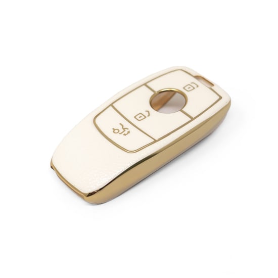 New-Aftermarket-Nano-High-Quality-Gold-Leather-Cover-For-Mercedes-Benz-Remote-Key-3-Buttons-White-Color-Benz-B13J---Emirates-Keys