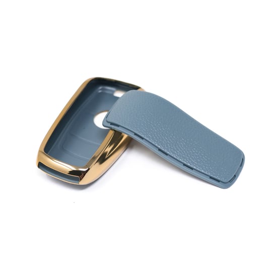 New-Aftermarket-Nano-High-Quality-Gold-Leather-Cover-For-Mercedes-Benz-Remote-Key-3-Buttons-Gray-Color-Benz-B13J---Emirates-Keys