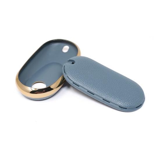 New-Aftermarket-Nano-High-Quality-Gold-Leather-Cover-For-Mercedes-Benz-Remote-Key-3-Buttons-Gray-Color-Benz-C13J---Emirates-Keys