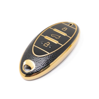 New-Aftermarket-Nano-High-Quality-Gold-Leather-Cover-For-Bestune-Remote-Key-3-Buttons-Black-Color-BT-A13J---Emirates-Keys