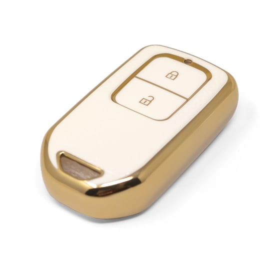 New-Aftermarket-Nano-High-Quality-Gold-Leather-Cover-For-Honda-Remote-Key-2-Buttons-White-Color-HD-A13J2---Emirates-Keys