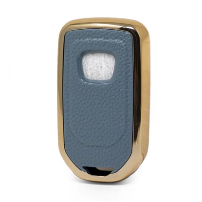 New-Aftermarket-Nano-High-Quality-Gold-Leather-Cover-For-Honda-Remote-Key-2-Buttons-Gray-Color-HD-A13J2---Emirates-Keys